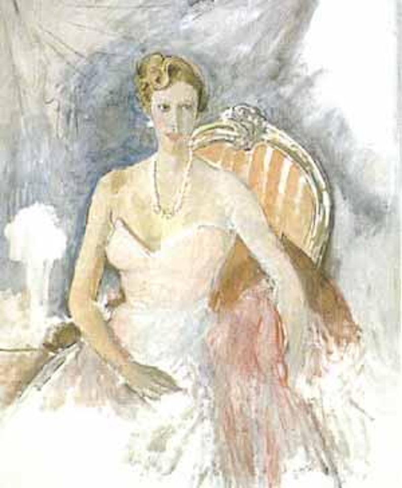 Mrs Norma Muller, three quater length seated by Augustus Edwin John