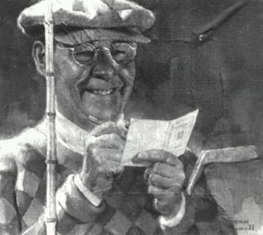 Entering his score by Norman Rockwell
