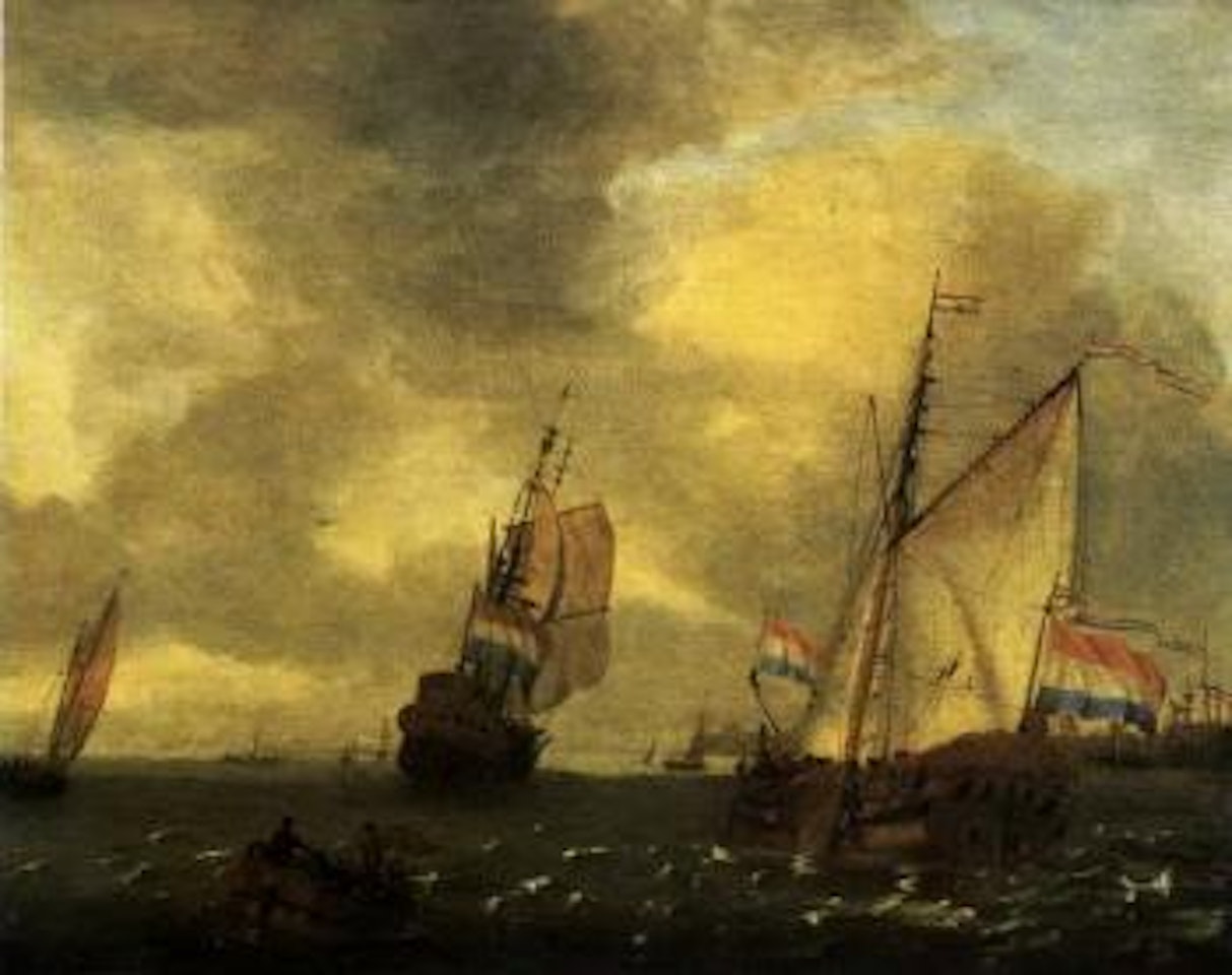Shipping off coastline by Abraham Storck