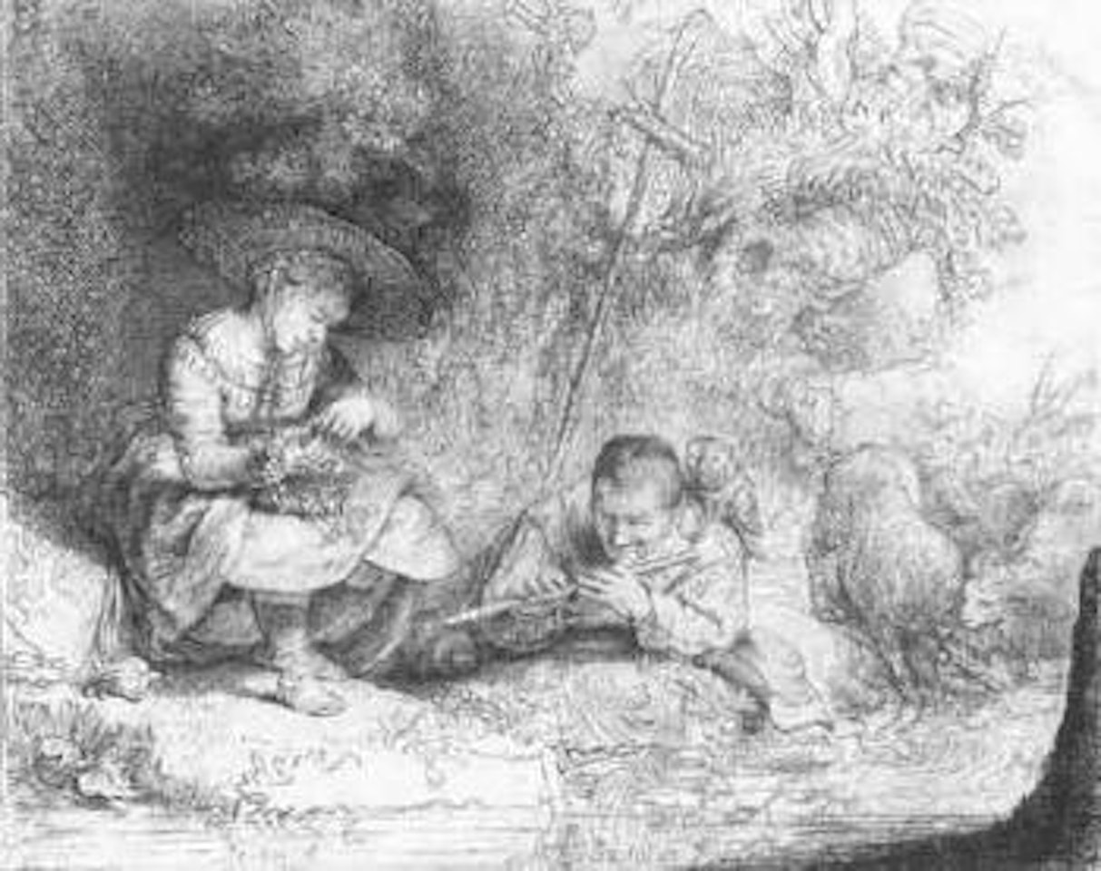 Flute player by Attributed to Rembrandt Harmensz van Rijn