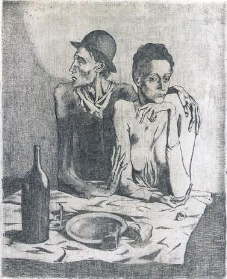 Le repas frugal - Saltimbanques Suite by Pablo Picasso