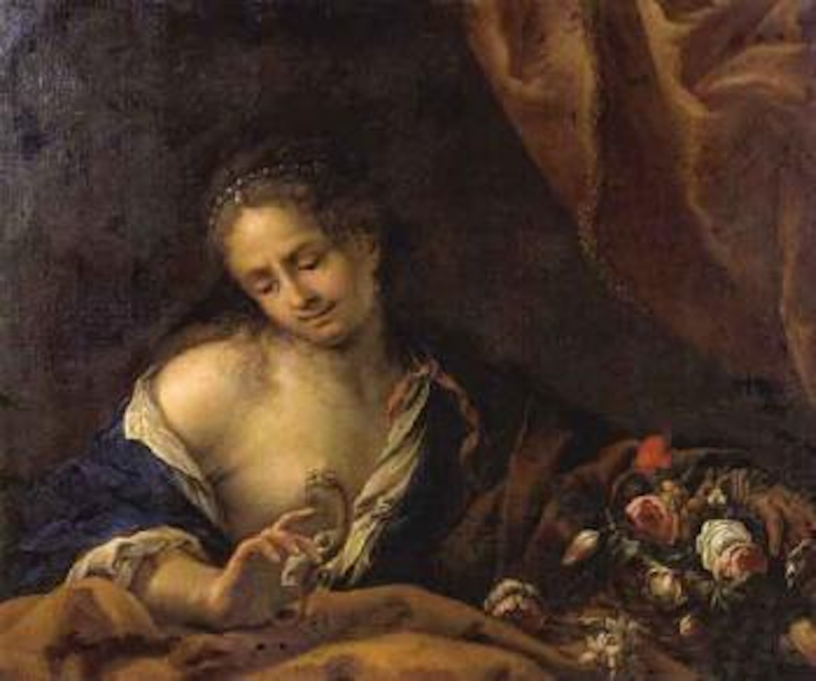 Cleopatra with snake and bowl of flowers by Italian School