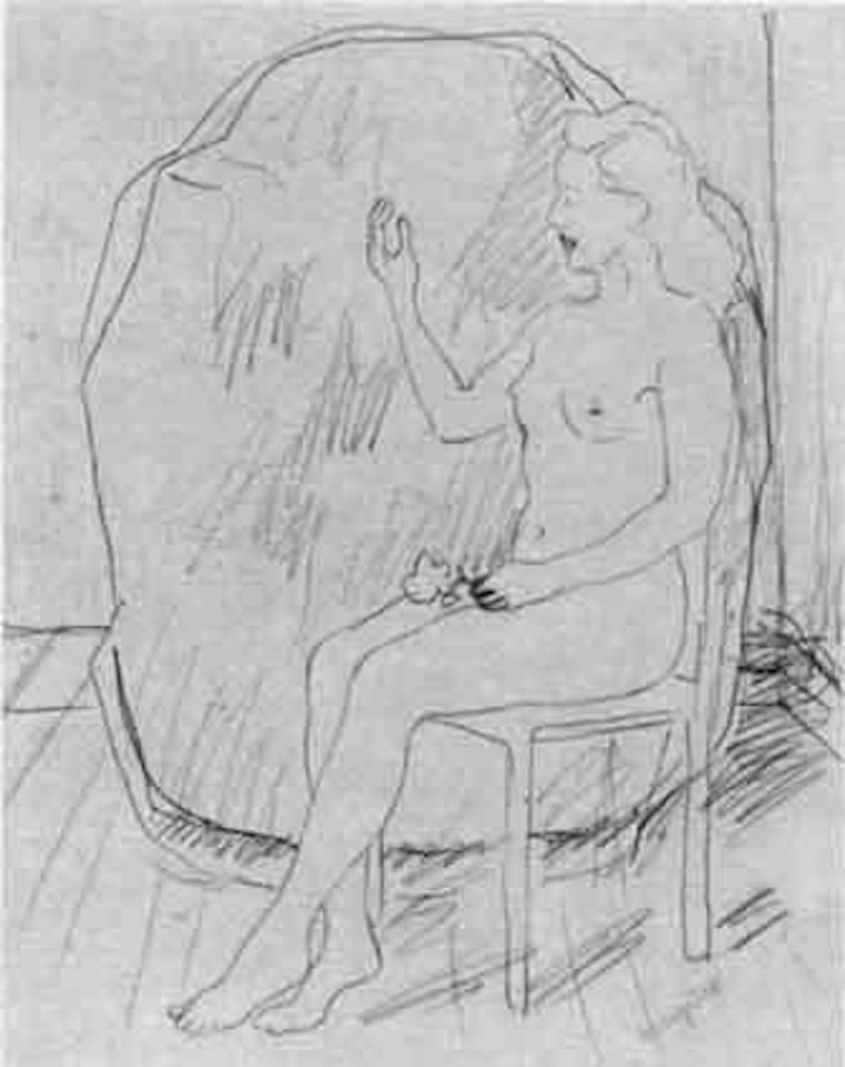 Seated nude. Seated nude on rock by René Magritte