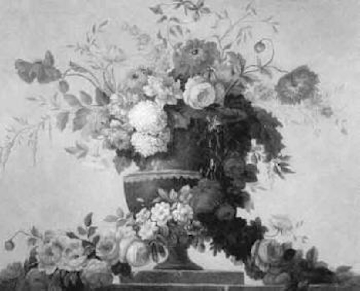 Elegant floral still life with roses and peonies by Continental School