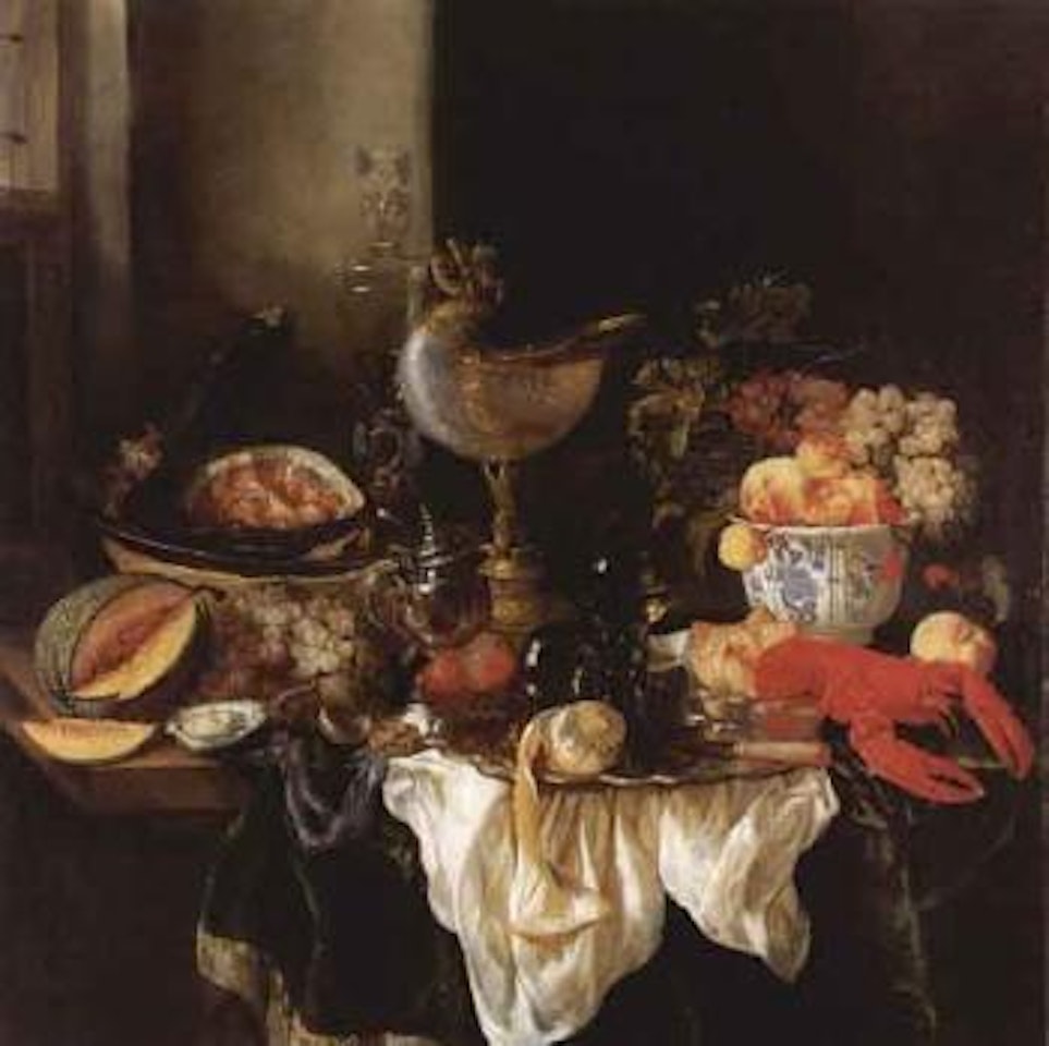 Still life with goblet and lobster by Abraham van Beijeren