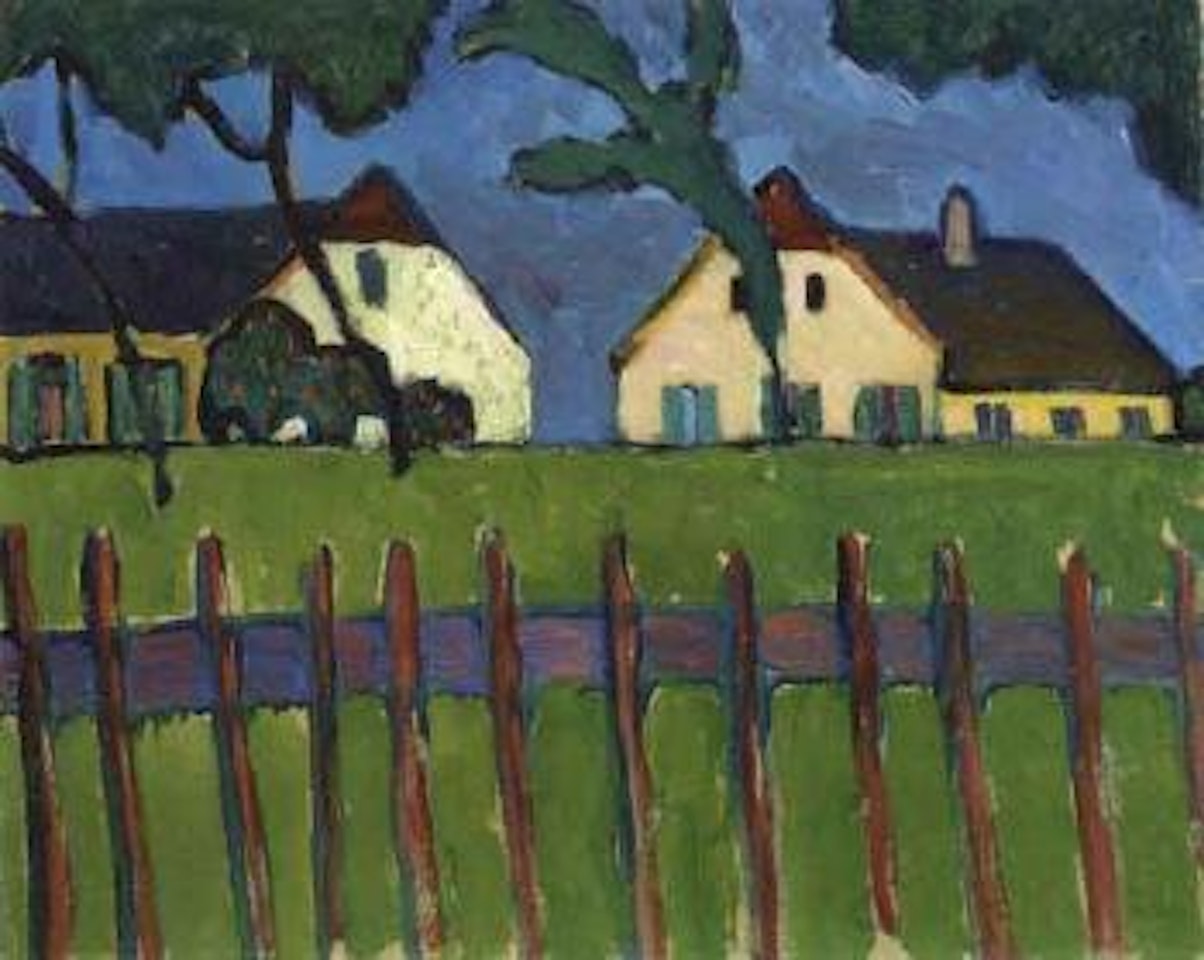 Zwei Hauser mit Holzzaun by Gabriele Münter