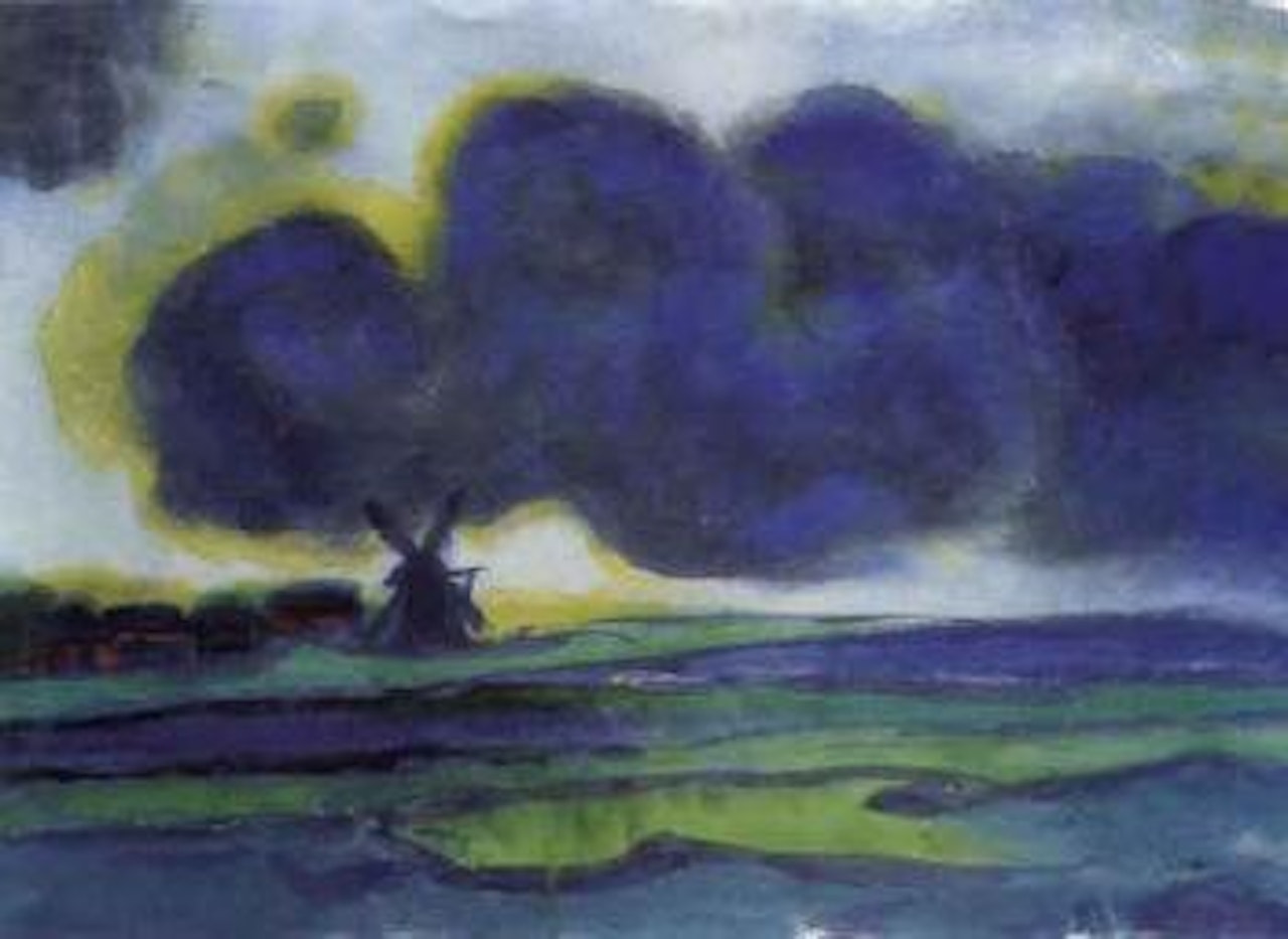 Marschlandschaft mit Windmuhle by Emil Nolde