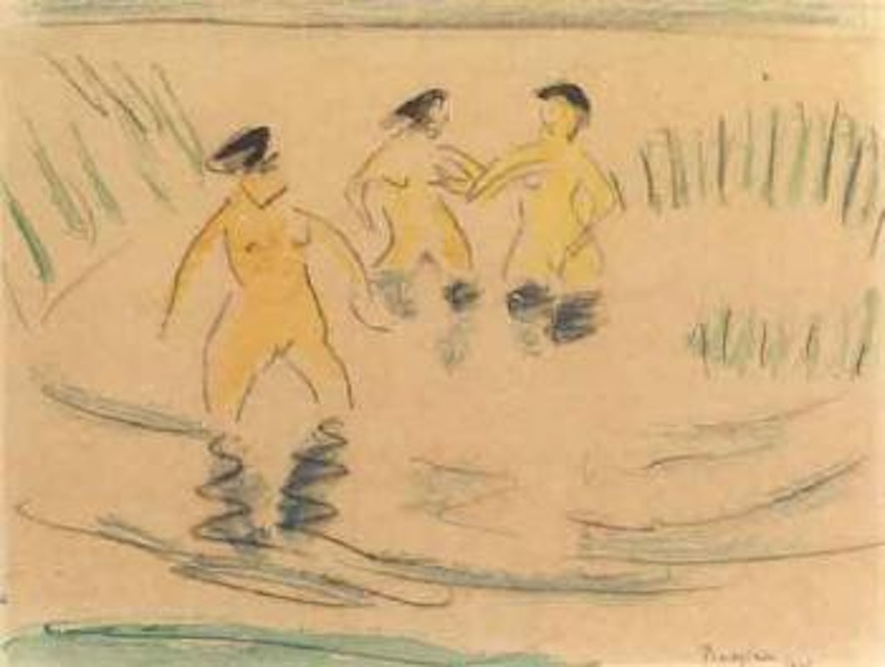 Drei Badende by Max Pechstein