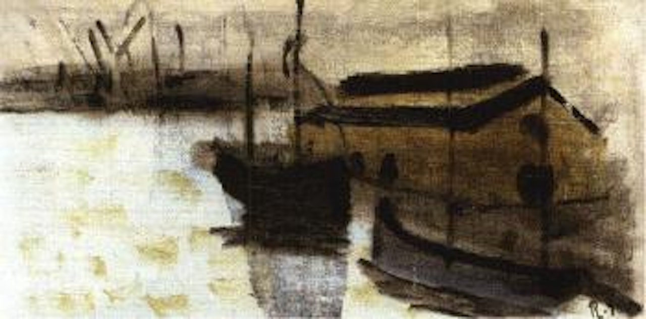 Boats at harbour by Ragnar Sandberg