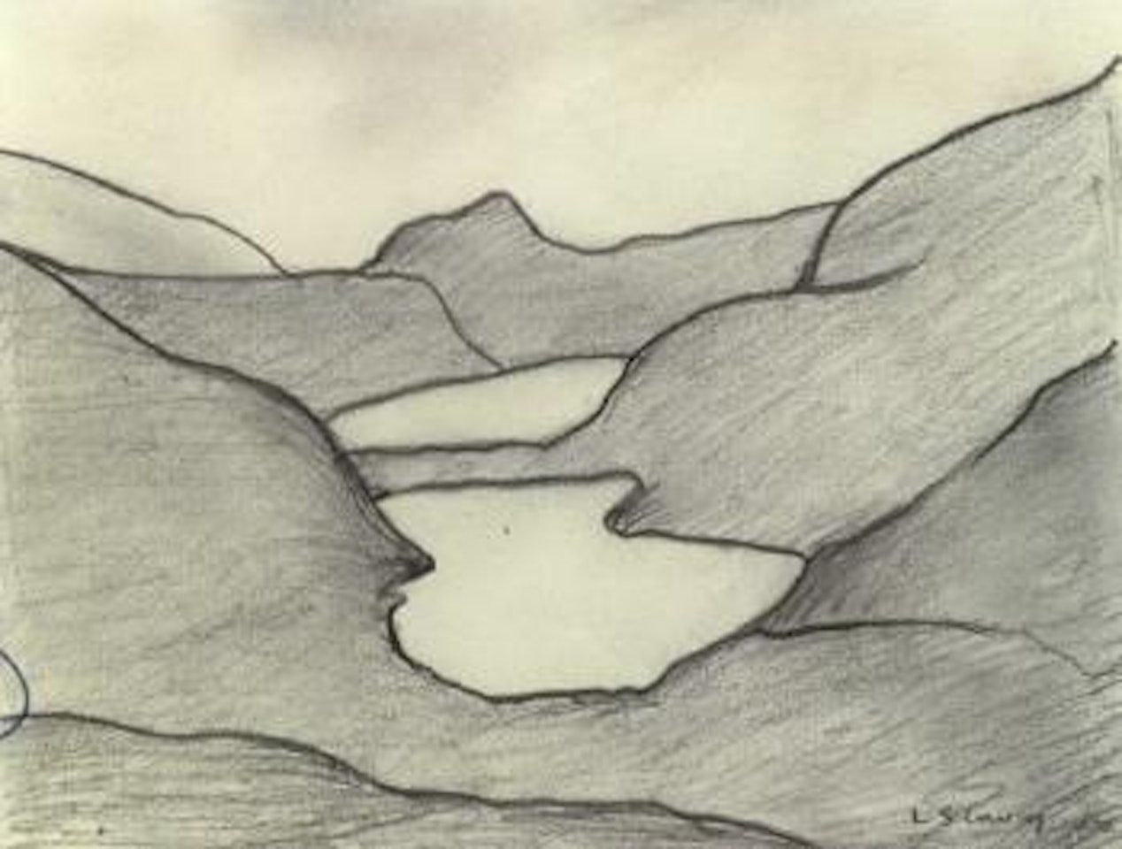 Lake scene by Laurence Stephen Lowry