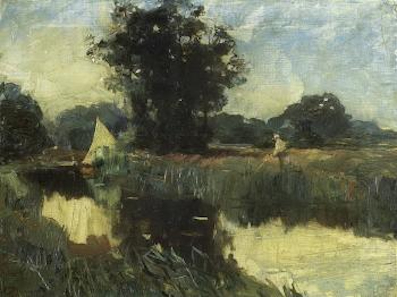 Fishing on river, Mendham by Alfred James Munnings