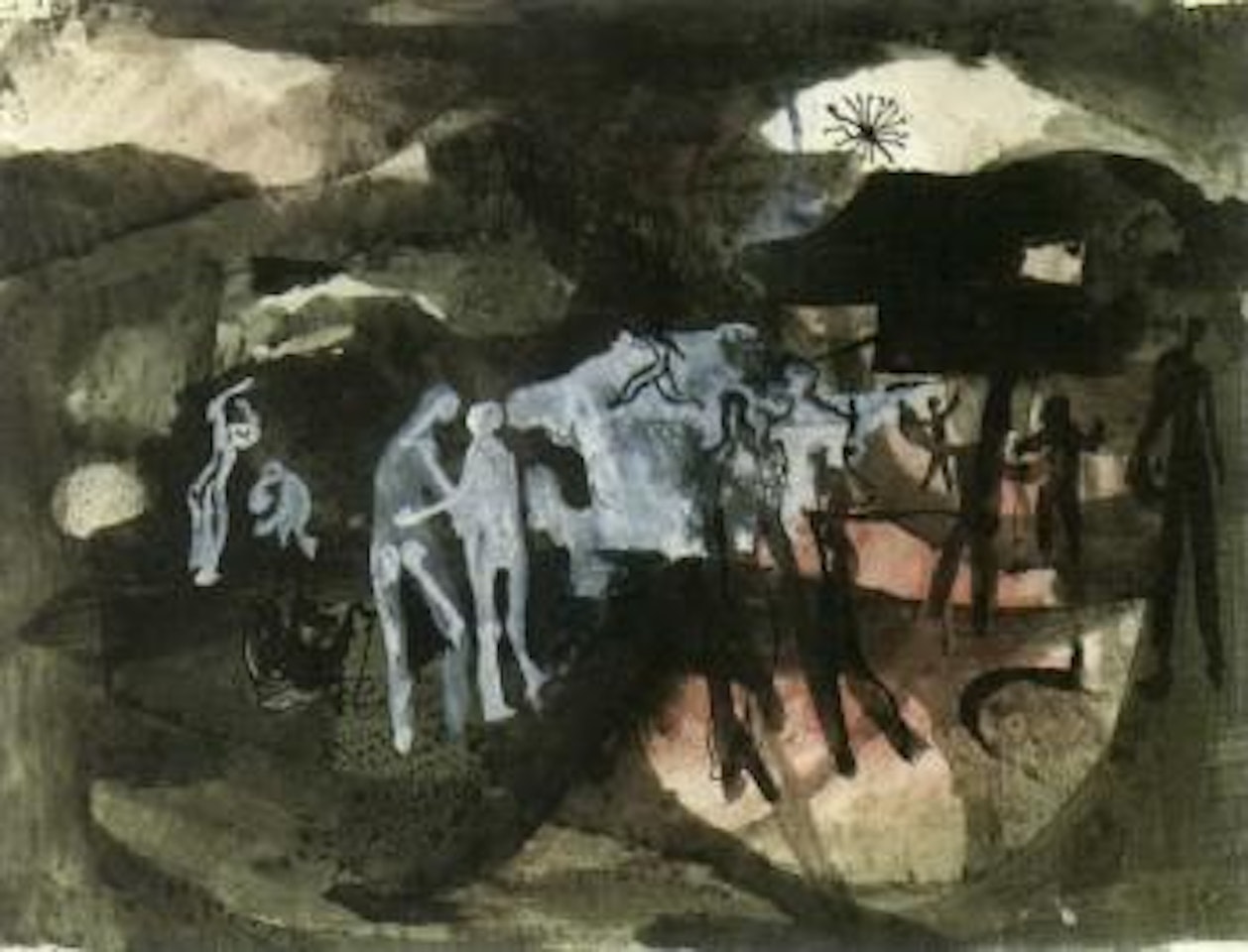 Landscape with figures by Keith Vaughan