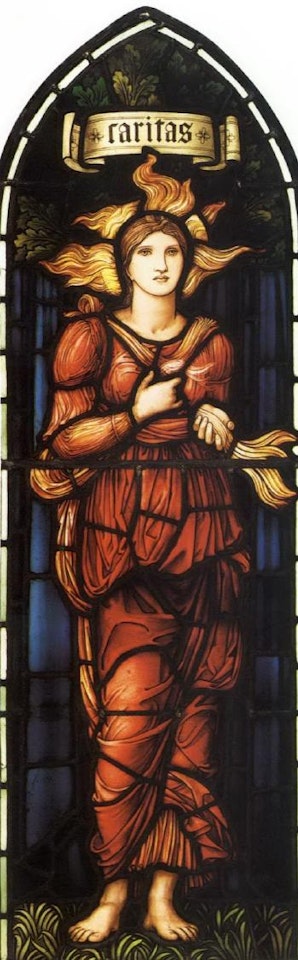 Caritas - stained glass window by Edward Coley Burne-Jones