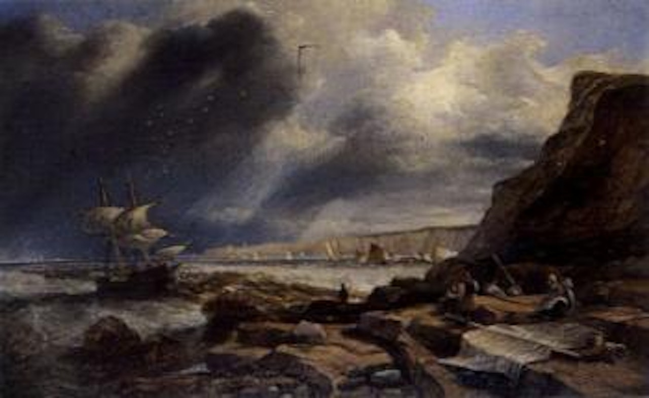 Mending mast, Scarborough by John Wilson Carmichael