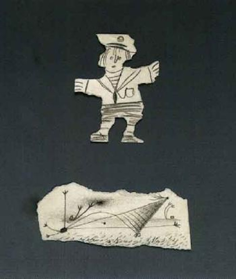 Enfant en costume marin et baigneuse sur une plage by Pablo Picasso