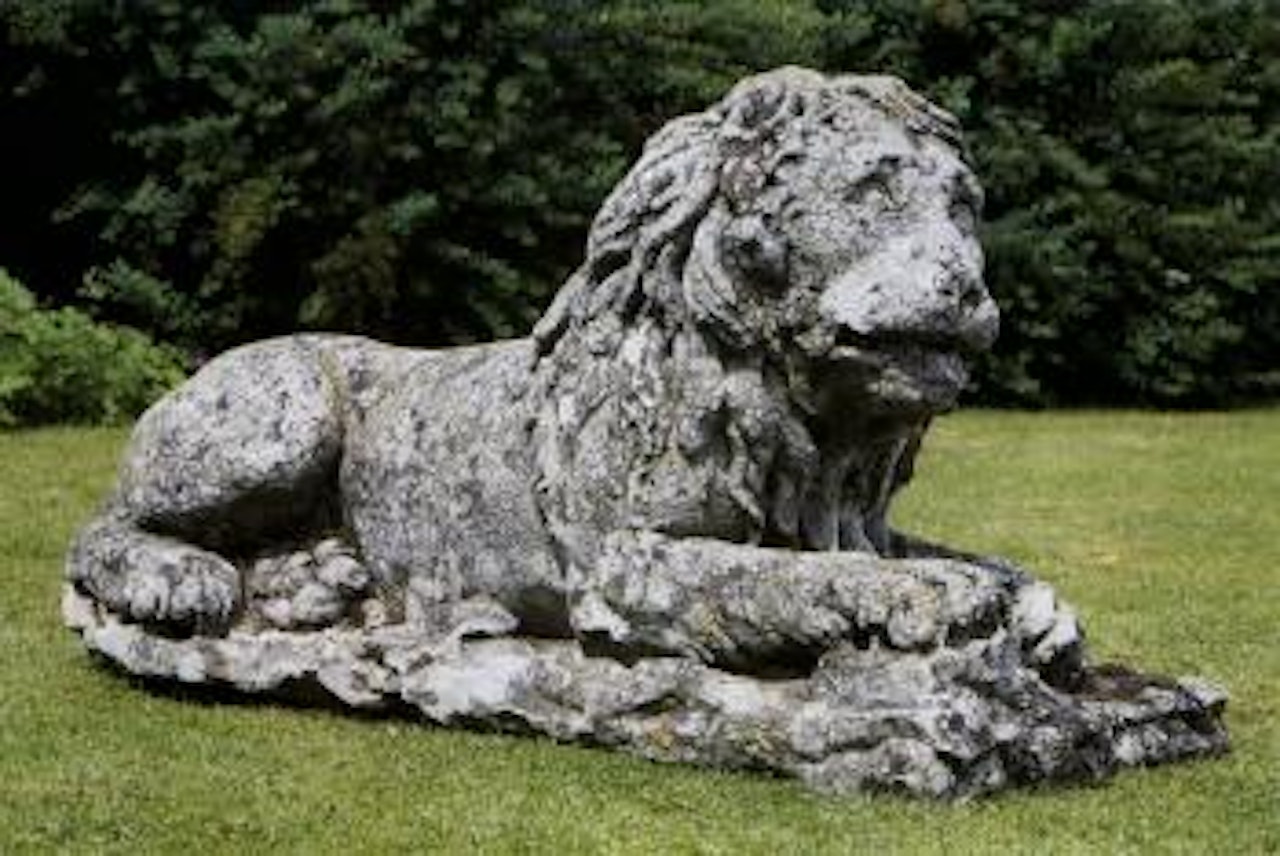 Reclining lion with raised head by French School