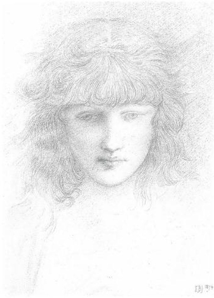 Head of young girl by Edward Coley Burne-Jones
