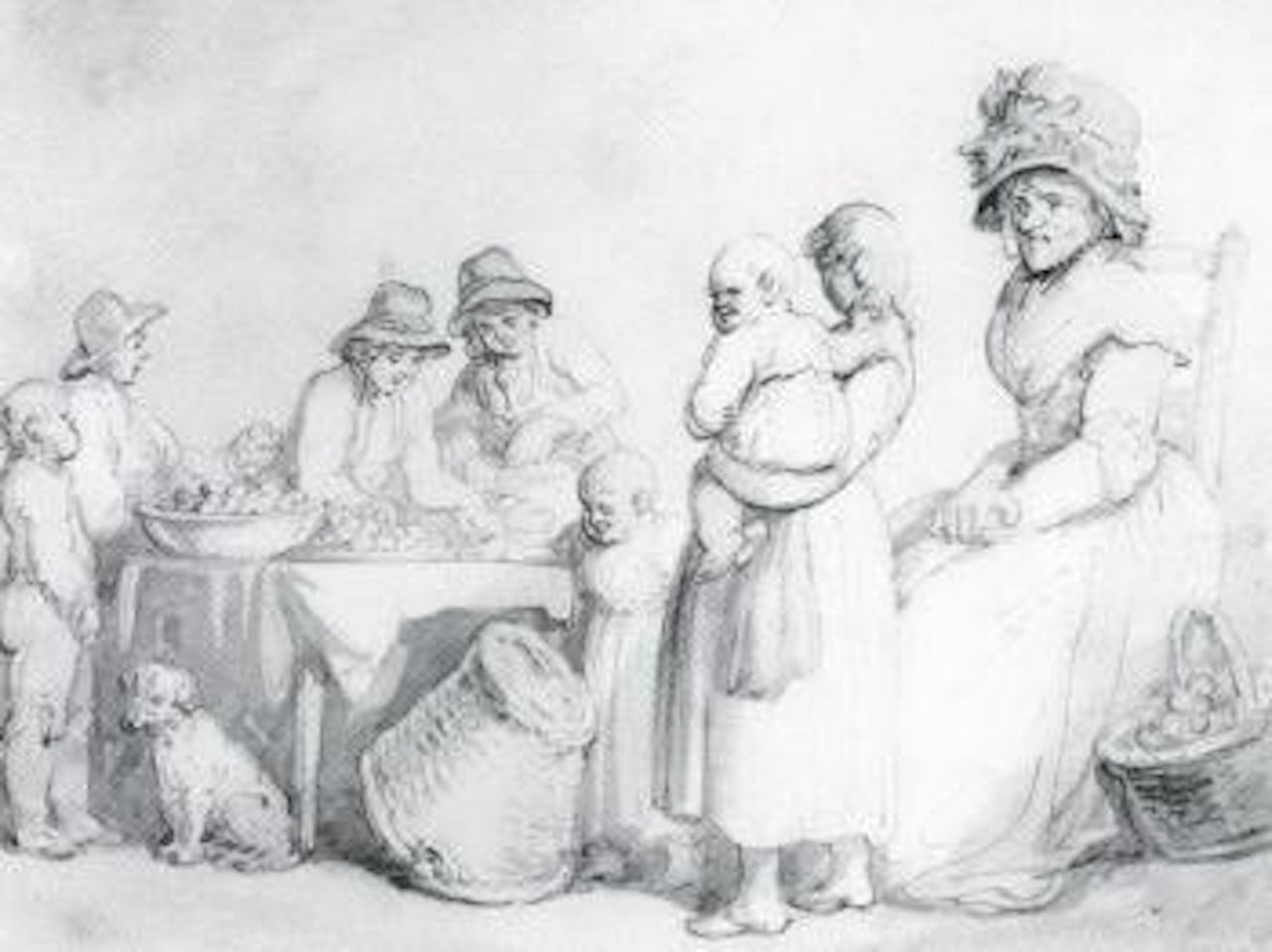 Vegetable pickers by Thomas Rowlandson