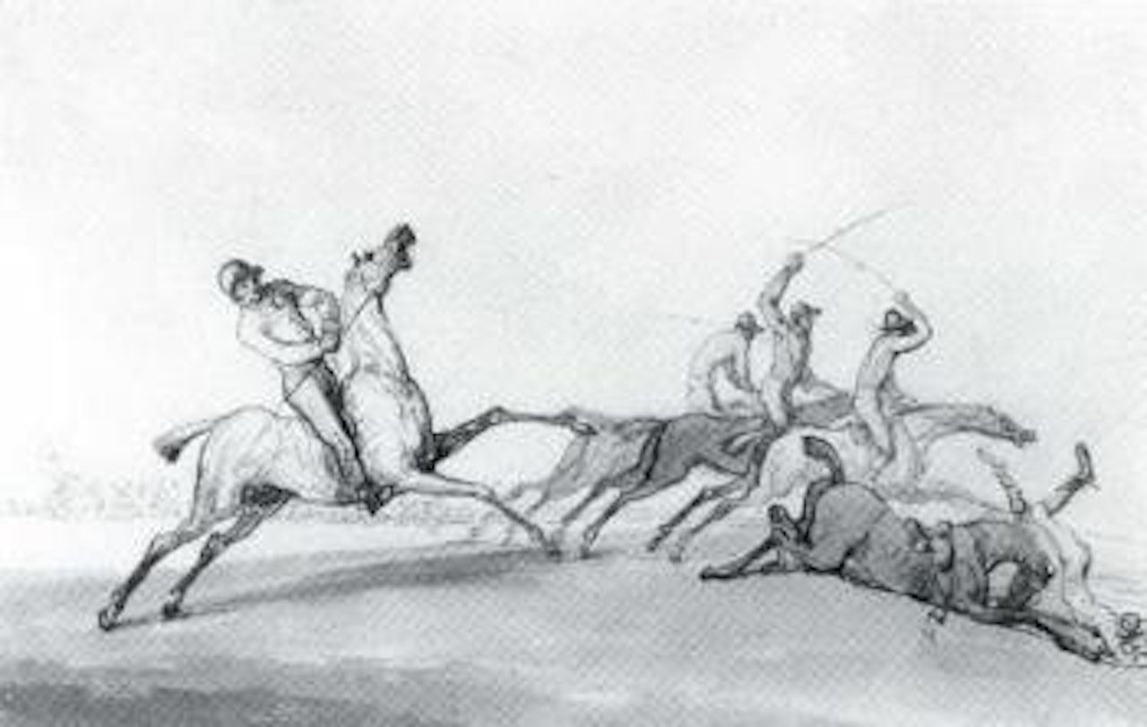Fall during flat race by Thomas Rowlandson