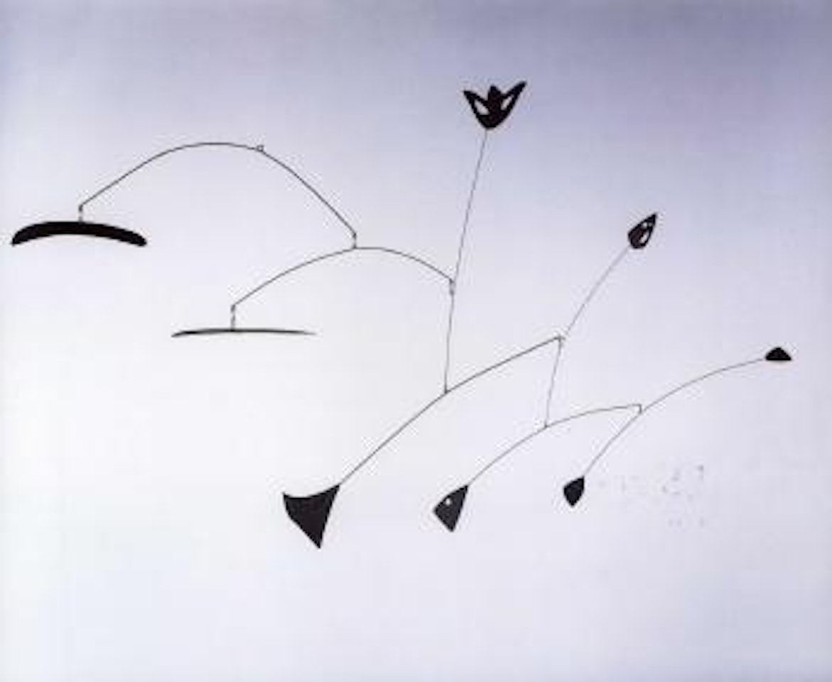 Hanging mobile with two crescents by Alexander Calder