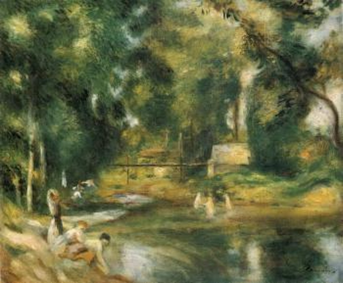 Paysage D'Essoyes, lavandieres et baigneuses by Pierre-Auguste Renoir