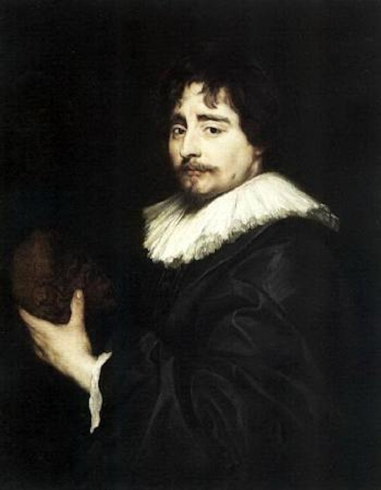 Francois Duquesnoy holding sculpted head of Silenus by Anthony van Dyck