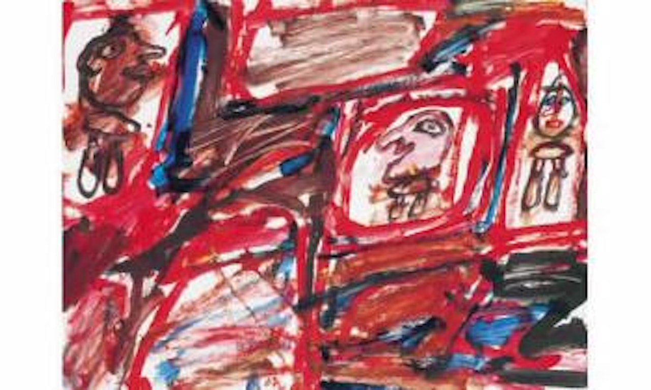 Psycho-sites, site avec trois personnages by Jean Dubuffet