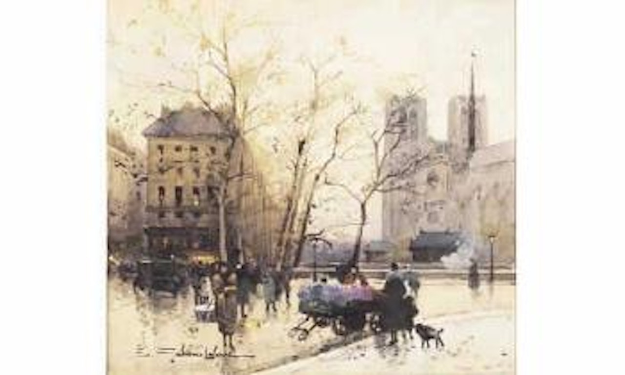 Le quai des Tournelles et Notre-Dame by Eugene Galien-Laloue