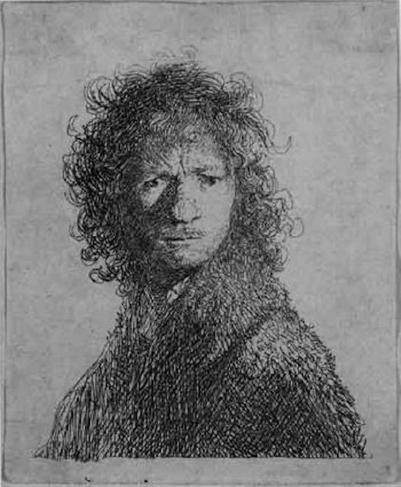 Self portrait, frowning bust by Attributed to Rembrandt Harmensz van Rijn