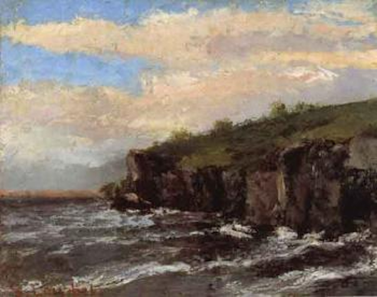 Petite falaise en bord de lac by Gustave Courbet