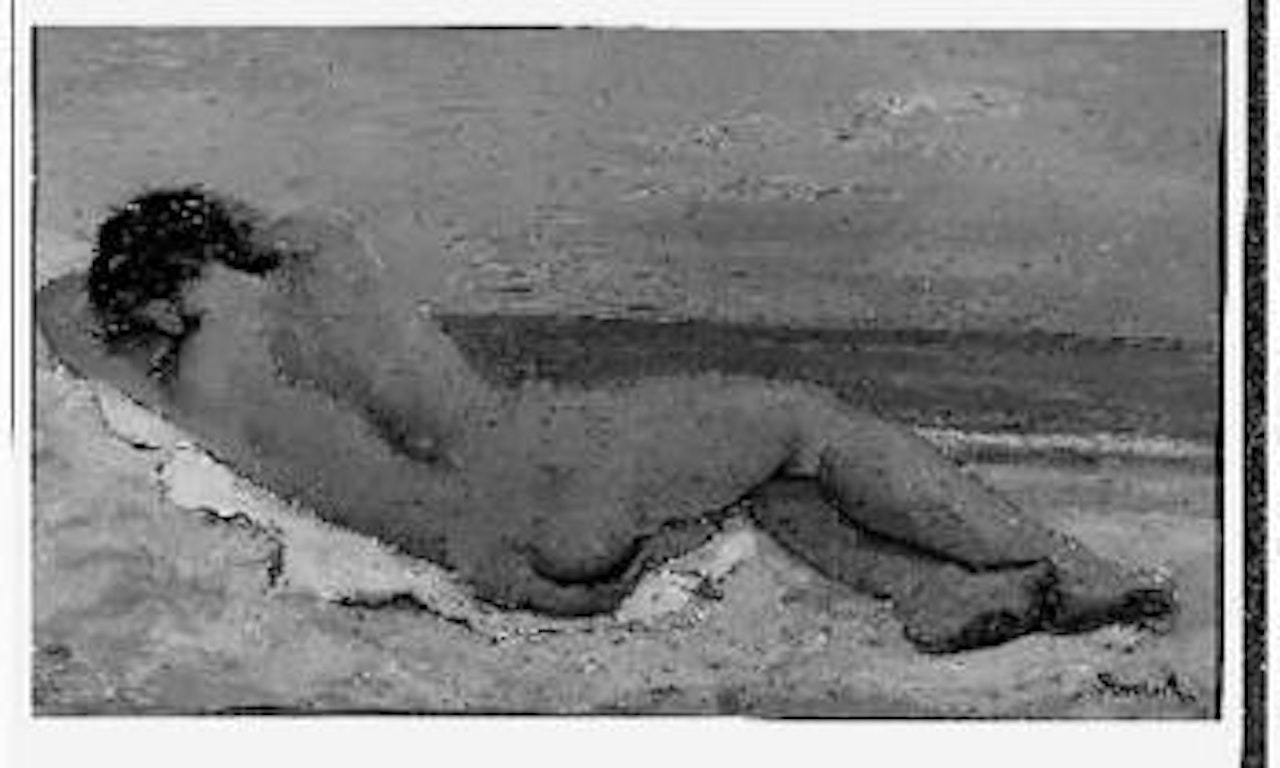 Baigneuse sur la plage, couchee de dos by Jean Souverbie