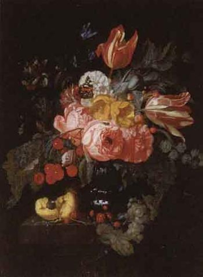 Still life with fruit, insects and flowers by Jan Davidsz de Heem