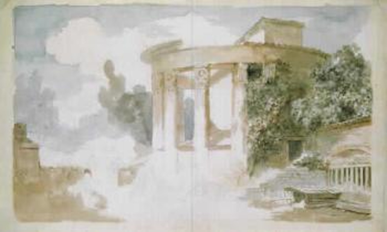 Chaumiere dans les ruines du Temple de la Sibylle a Tivoli by Jean-Honoré Fragonard