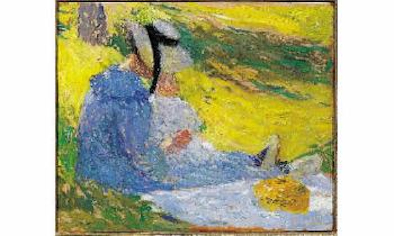 Femme et enfant sur l'herbe by Henri Jean Guillaume Martin