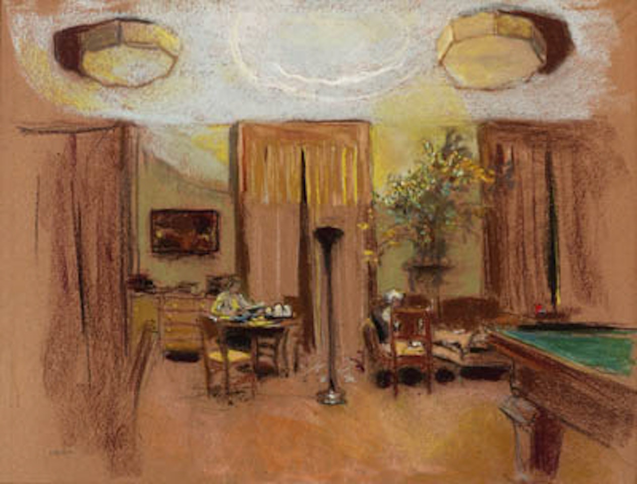 Lucie Hessel et Lulu dans le billard aux Clayes by Édouard Vuillard