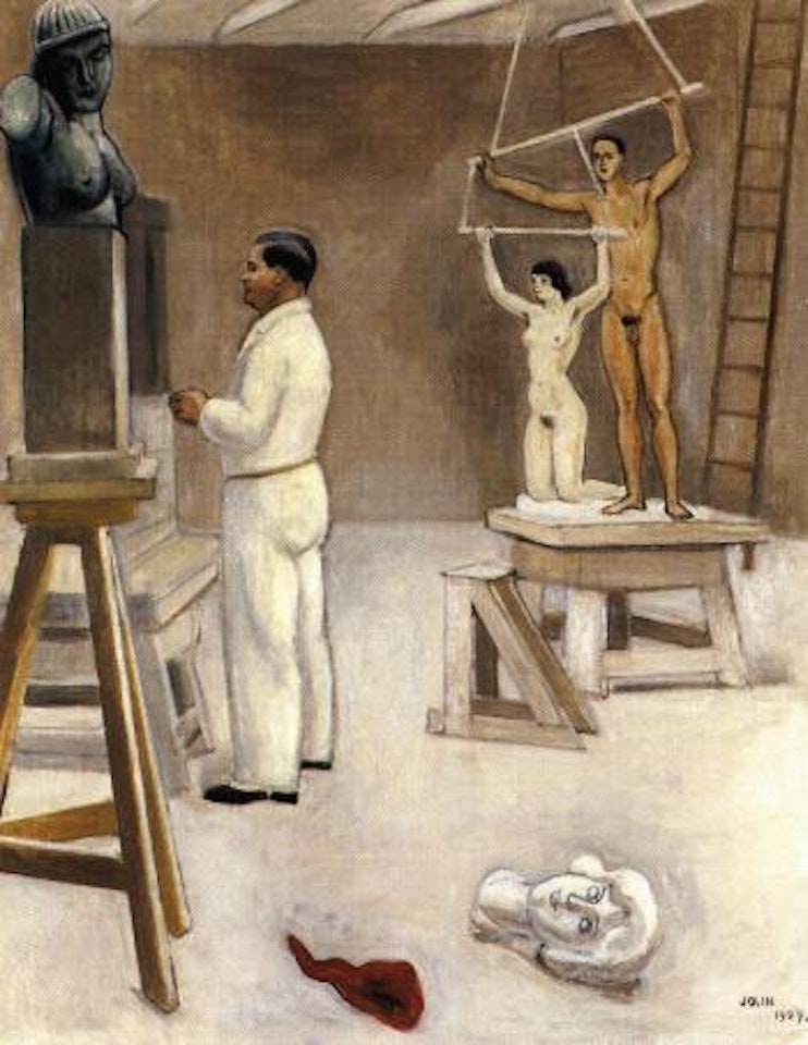 Studio interior, possibly the sculptor Nils Sjogren in his studio by Einar Jolin
