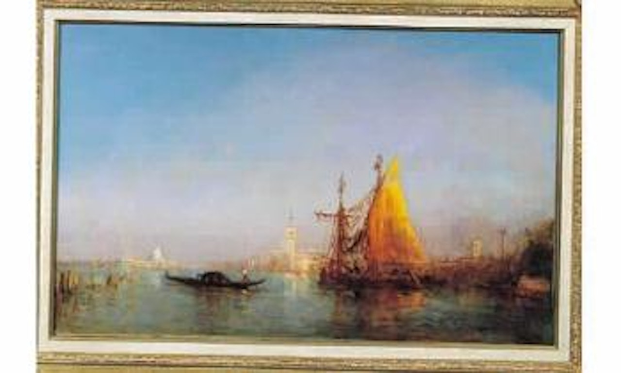 Voilier et gondole a Venise by Félix Ziem