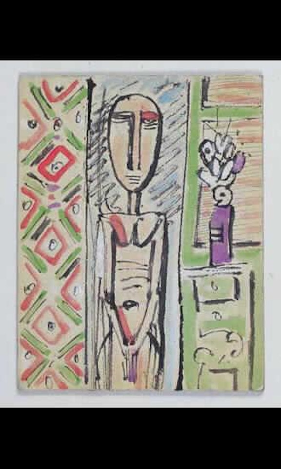 Femme dans un interieur. Etude pour 'La Famille' by Wifredo Lam