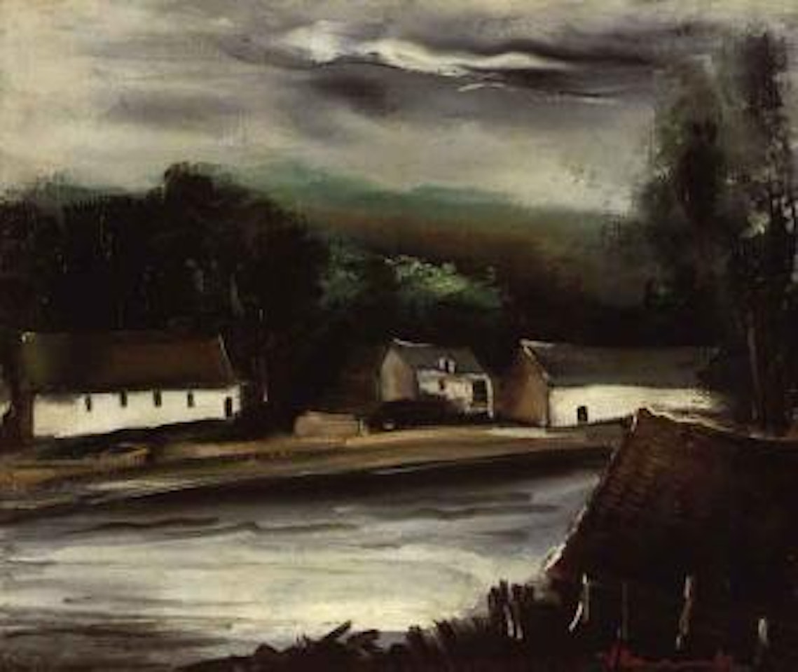 Village by river by Maurice de Vlaminck