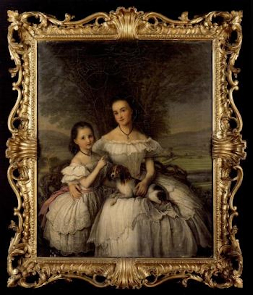Portrait of a lady, seated wearing white dress by English School