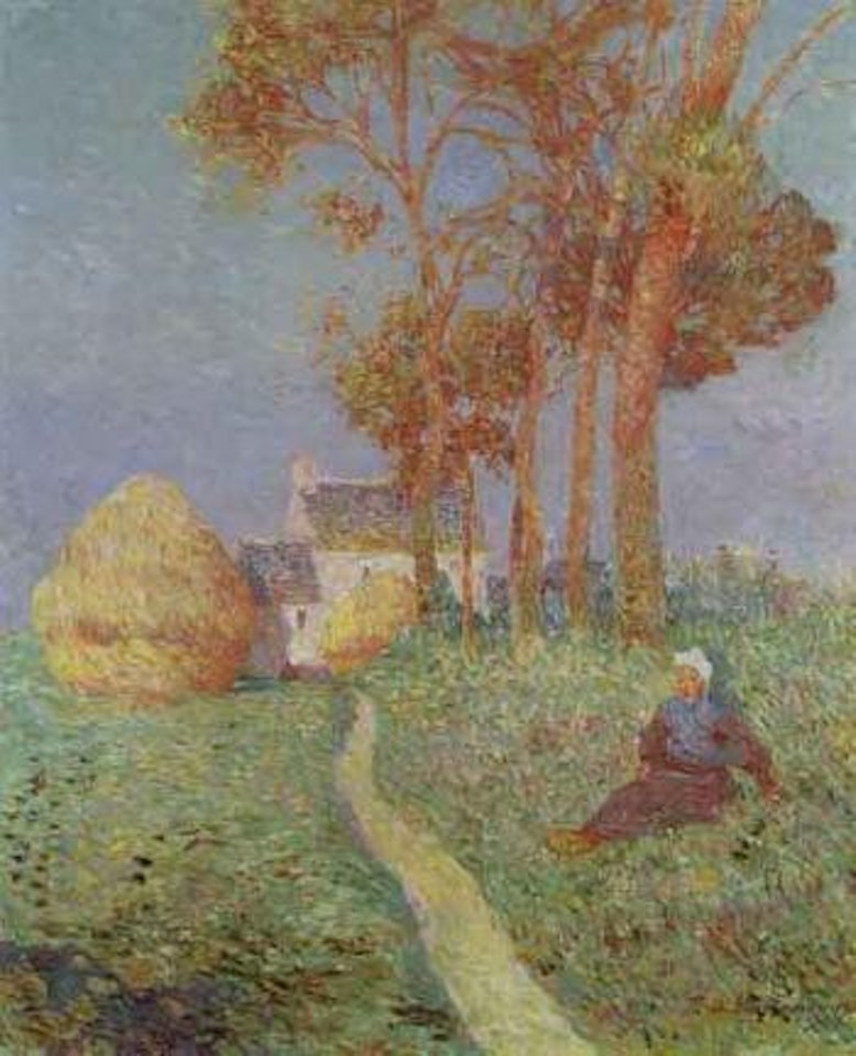 Bretonne dans un paysage by Ferdinand du Puigaudeau