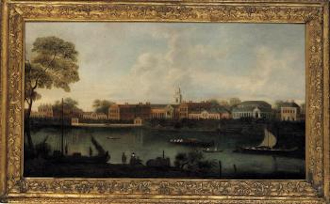 View of Royal Hospital from across the Thames by English School