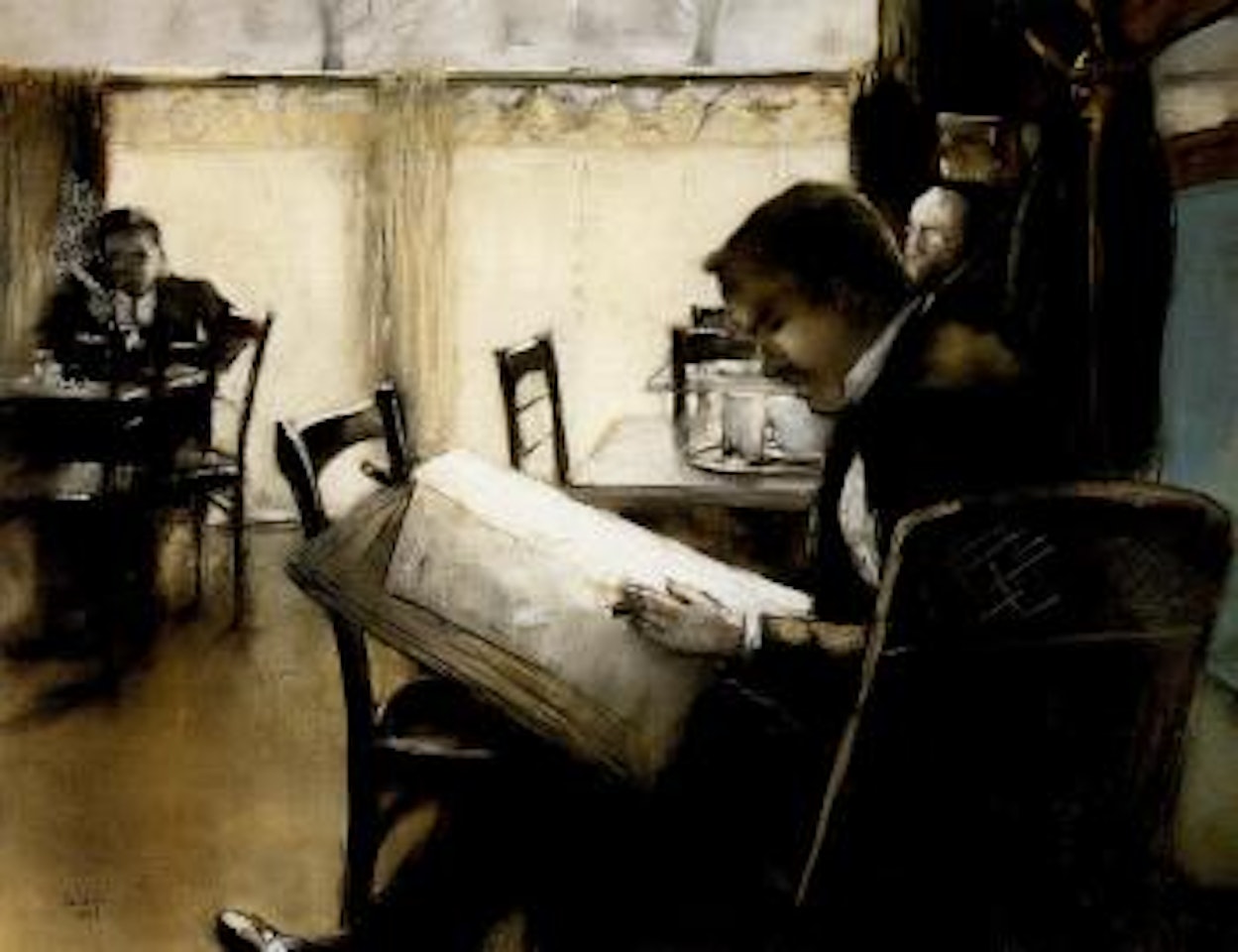 In the cafe by Lesser Ury