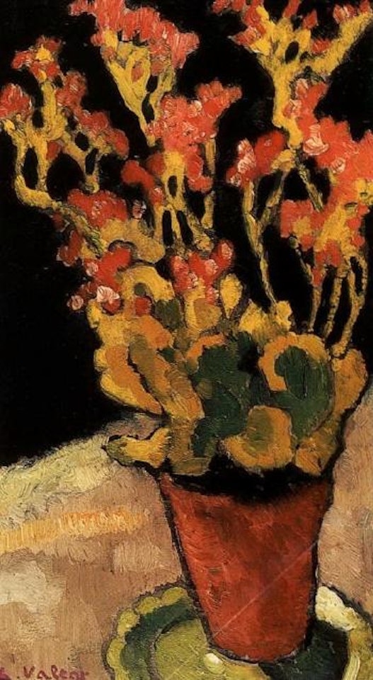 Le pot de fleurs rouges by Louis Valtat