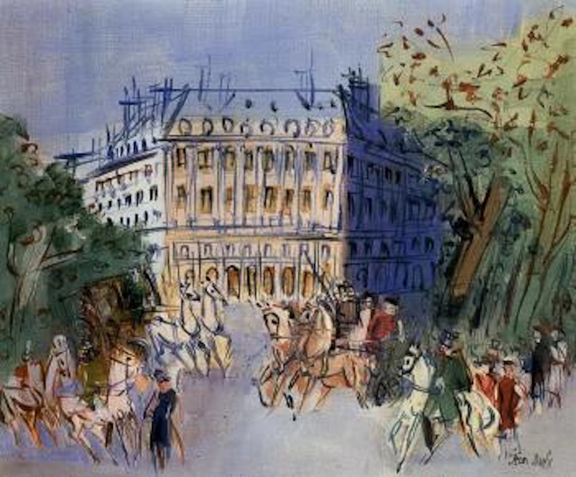 Caleches et cavaliers, Boulevard Suchet by Jean Dufy