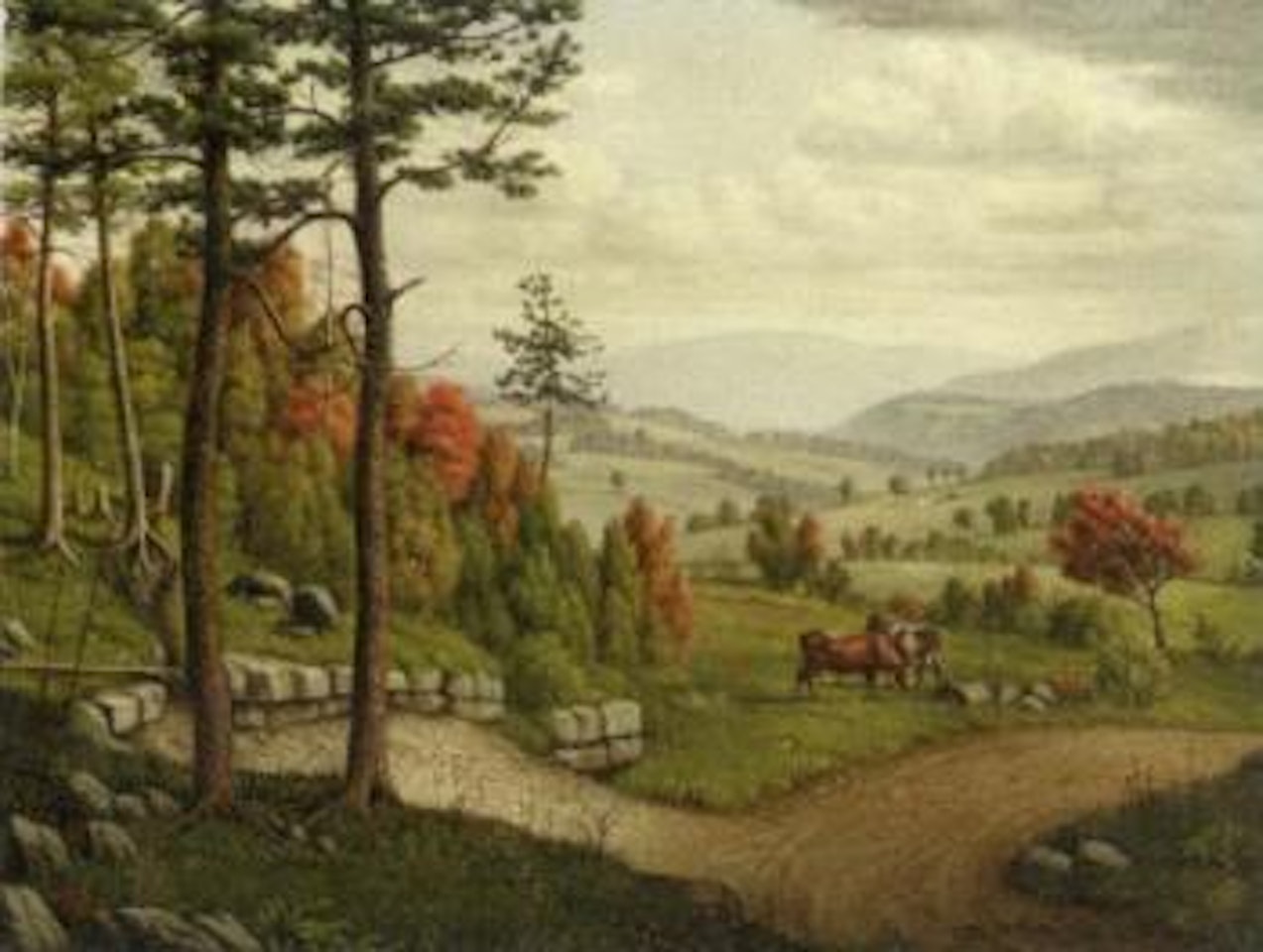 Cows near country road by Levi Wells Prentice