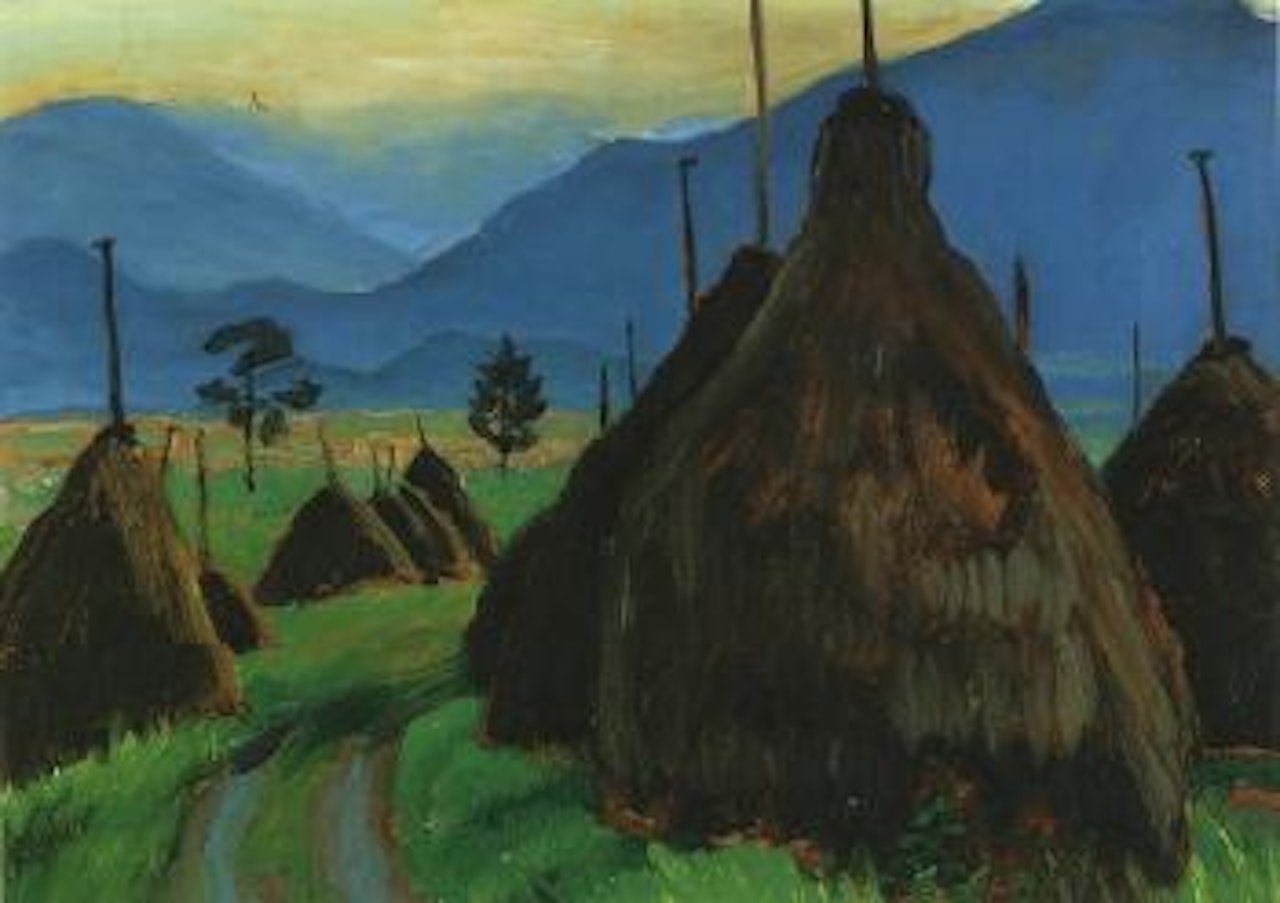 Heuhocken im Moos - hayricks by Gabriele Münter