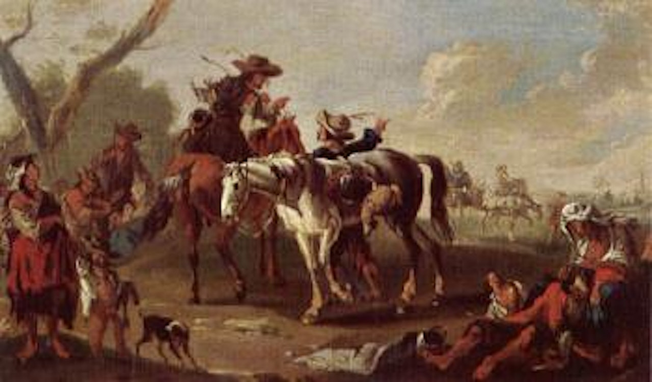 Travellers with wagons and baggage by Venetian School