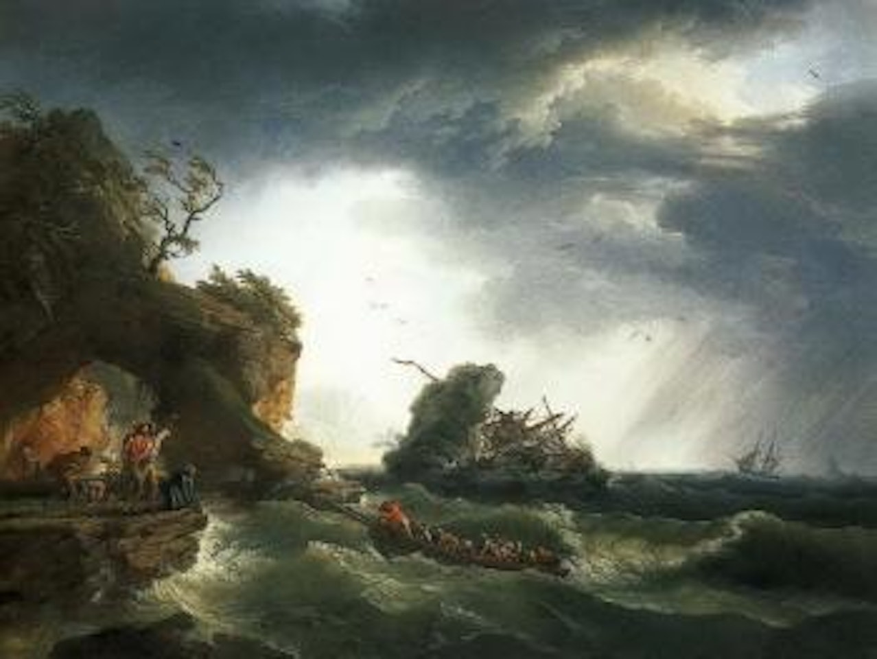 Ships in stormy seas by Claude Joseph Vernet