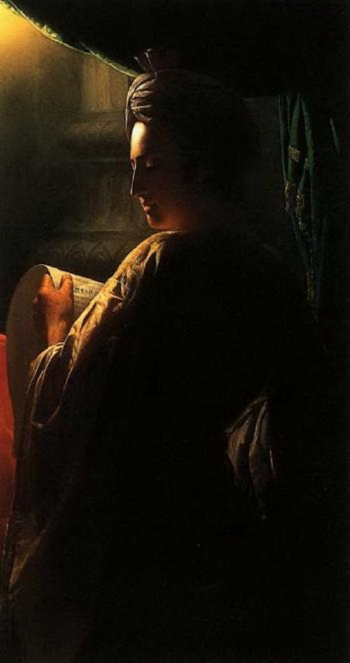 Woman reading a scroll by Italian School